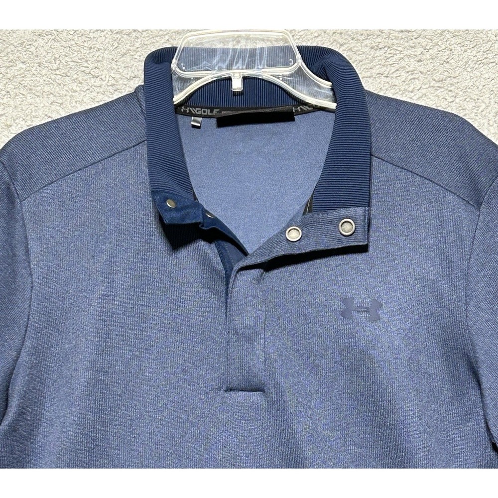Under Armour Golf 1/4 Snap Pullover Sweater Mens M Blue Storm Coldgear - Picture 2 of 13